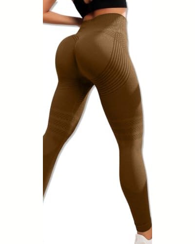 3D Sculpting & Smoothing Leggings, Gym Workout — Brown